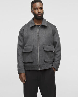 Mode of One Men Utility Pocket Jacket Grey Size XL